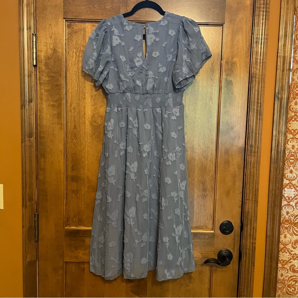 Baltic Born June Smocked Midi Dress Blue Medium New! - Picture 6 of 8